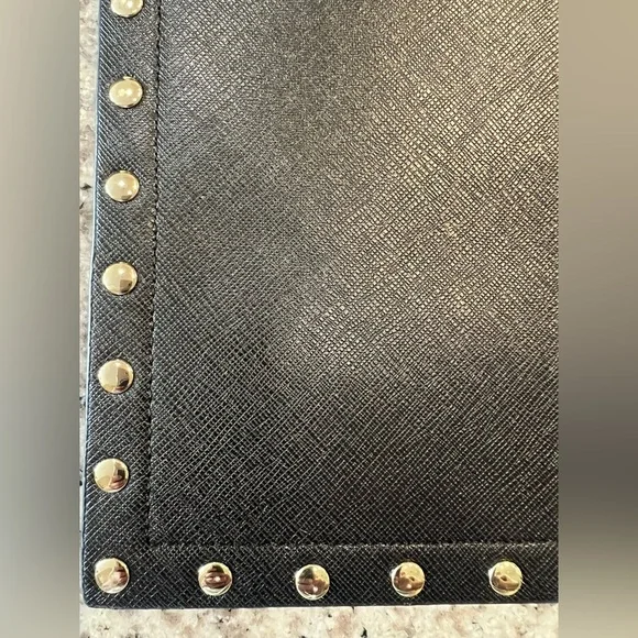 White House Black Market Black With Gold Studs Oversized Clutch NEW - Picture 3 of 7